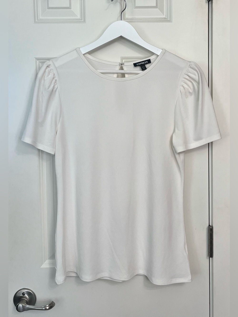 Express Gathered Sleeve Crewneck Blouse